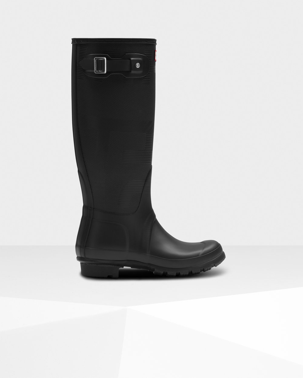 Women Hunter Original Exploded Logo Texture | Tall Rain Boots Black | NZ-95012-XIDB